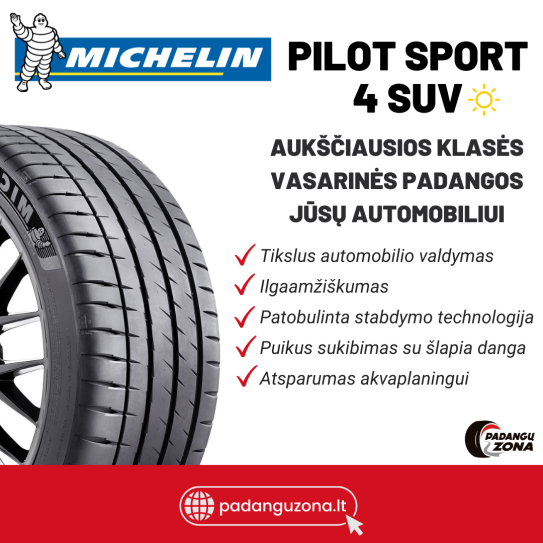 255/55R19 MICHELIN PILOT SPORT 4 SUV 111 Y XL Vasarinės